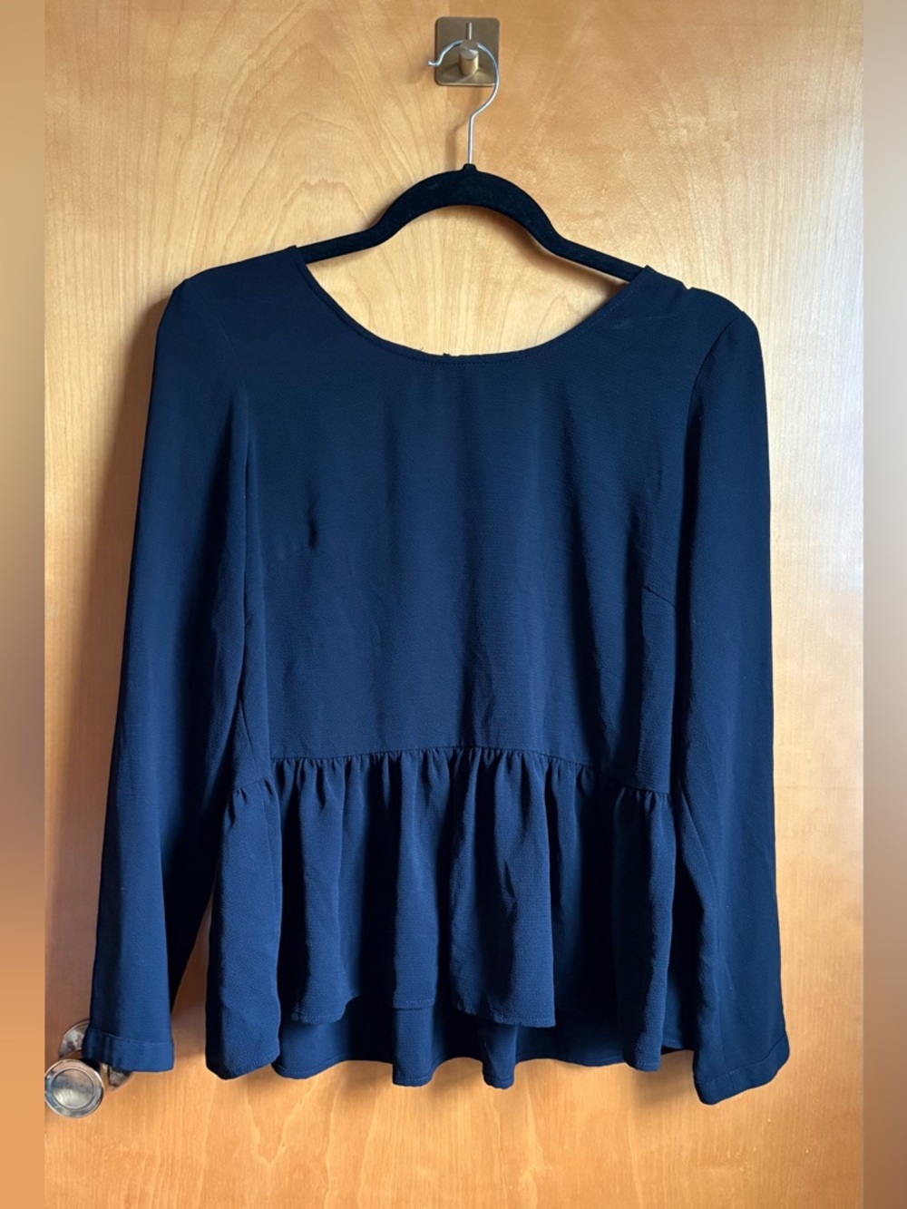 Selected Femme Peplum Blouse 36 small Black Long Sleeve Top